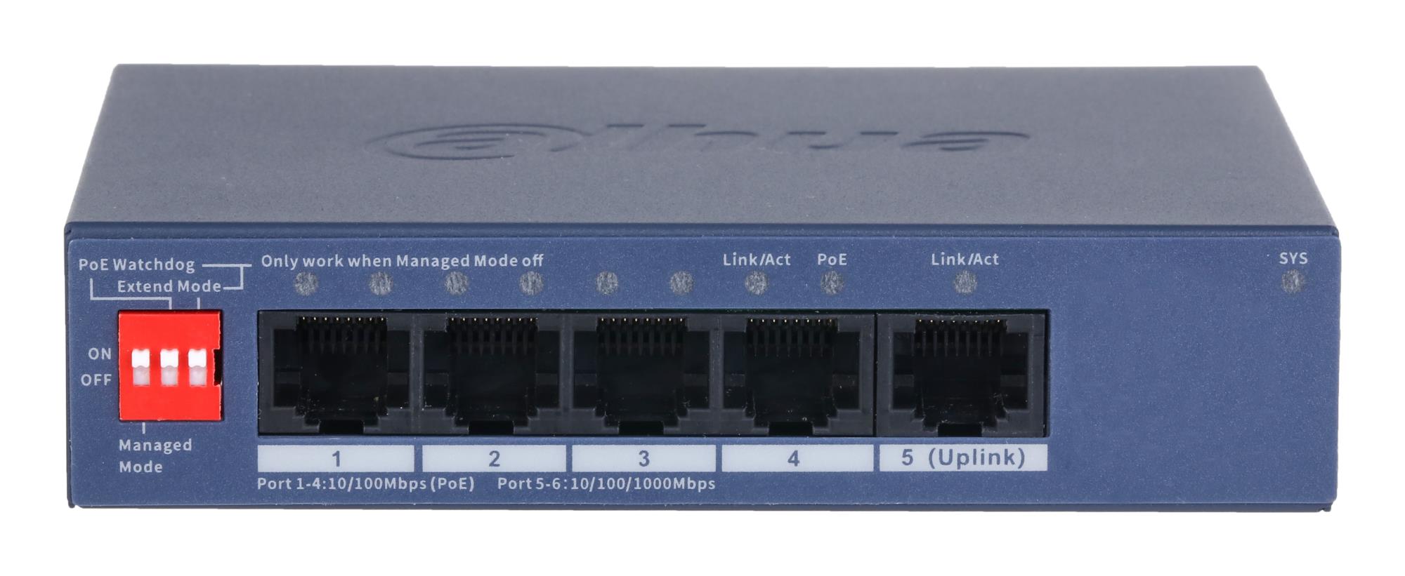 DAHUA CS4005-4ET1GT-36 Switch de red Gigabit de 5 puertos gestionado en la nube Gestionado 4PoE
