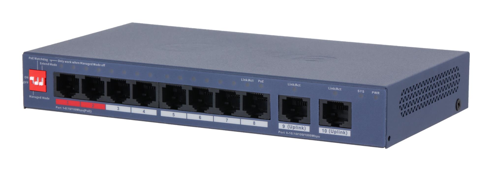 Switch de red Gigabit de 10 puertos gestionado en la nube DAHUA CS4010-8ET2GT-110 Gestionado 8PoE