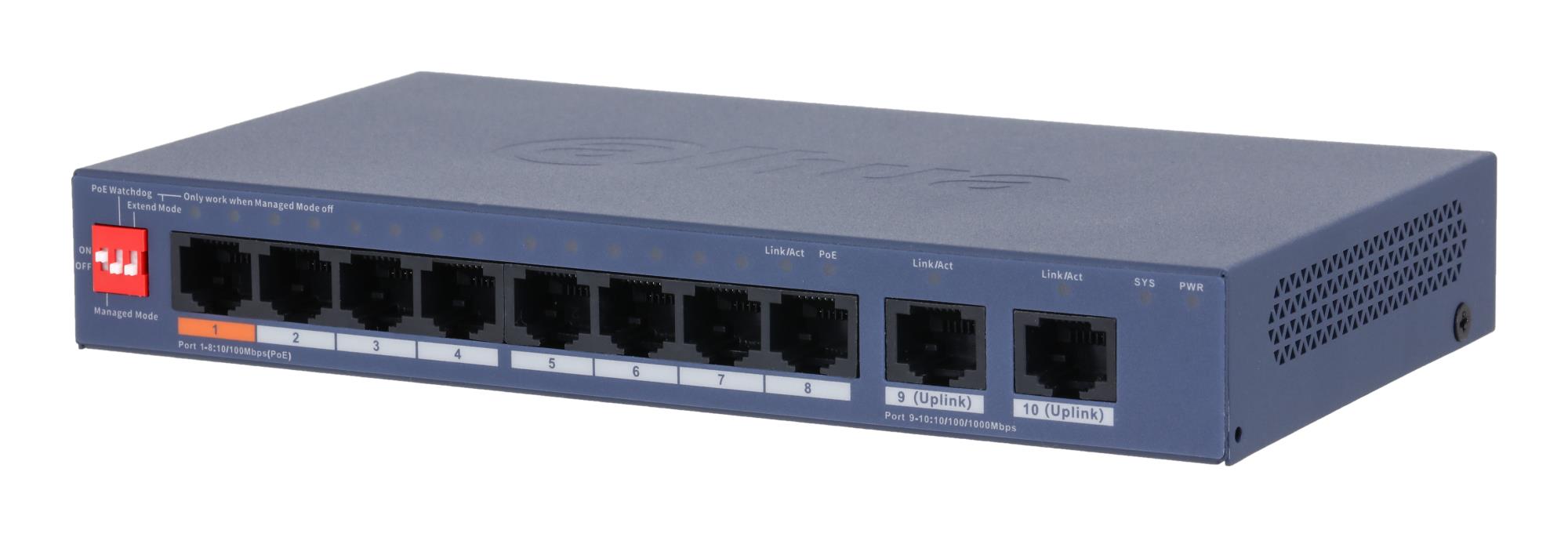 DAHUA CS4010-8ET2GT-60 Conmutador de red Gigabit de 10 puertos gestionado en la nube 8PoE