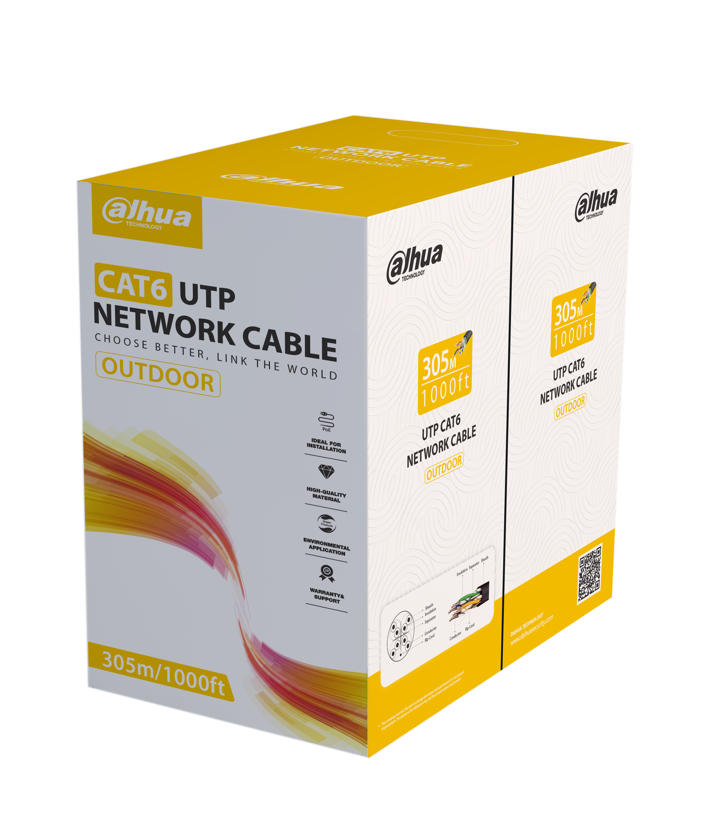 DAHUA PFM920-6UN Outdoor CAT6 UTP Network Cable 305m Black OFC PE