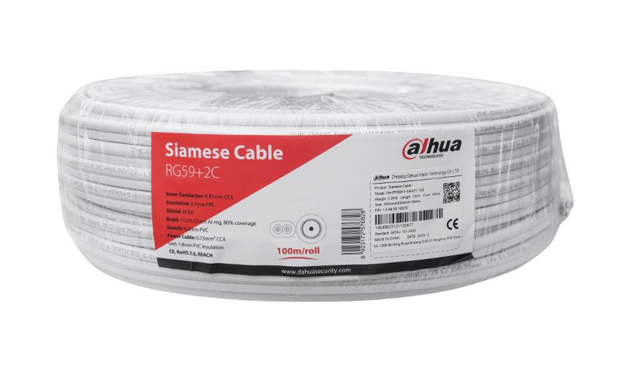 Dahua PFM941I-RG59N/21-100-W RG59 Coaxial Cable with Power 100m White